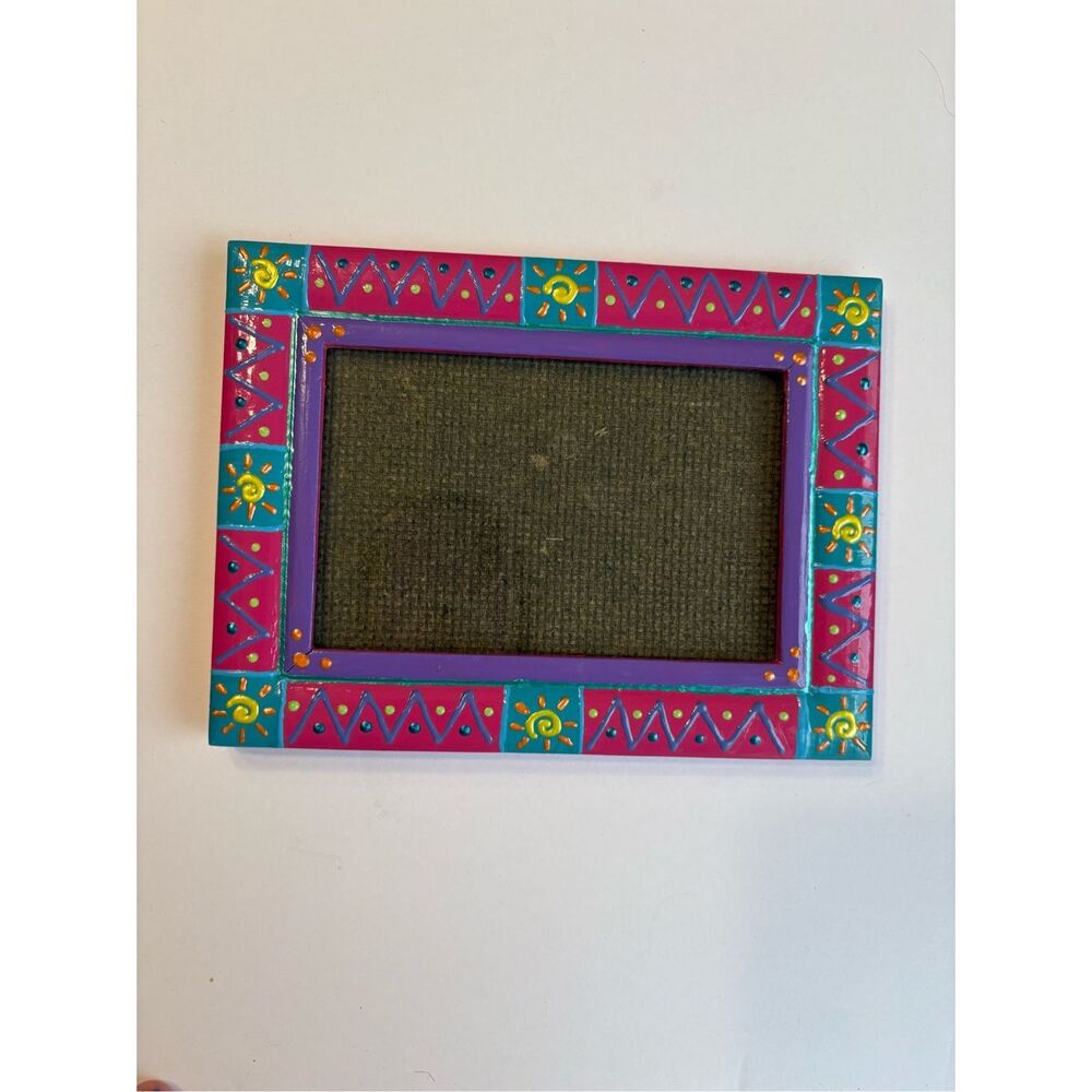 Hand Painted 4x6 Picture Frame Pink Purple Blue Yellow Orange